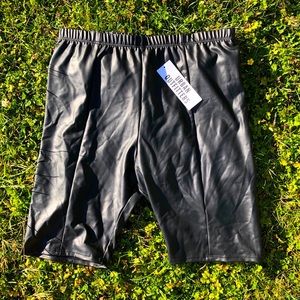 BNWT UO Black Faux Leather High-rise Biker Shorts